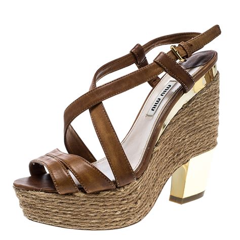 miu miu leather espadrille wedge sandals